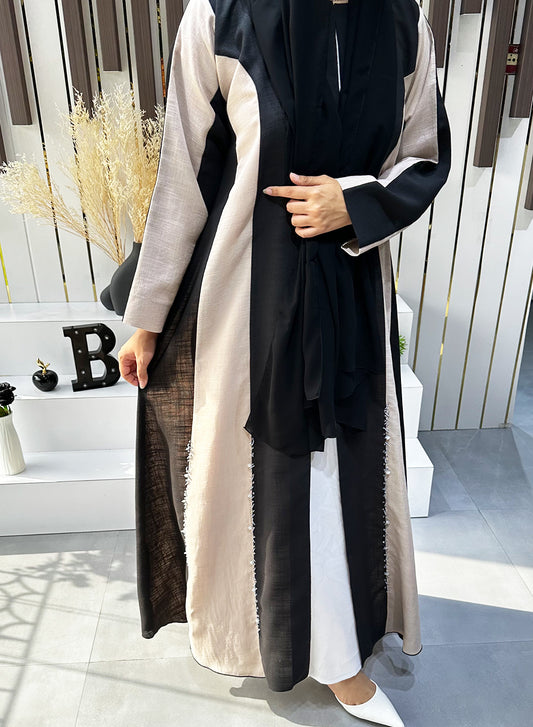 Stylish Dual Color Beaded Embellished Abaya | Bsi4077