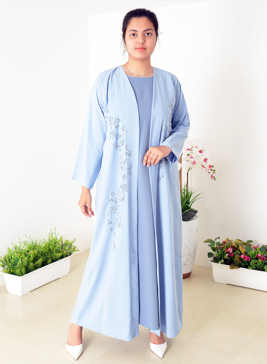 Bead-Embellished Bisht Abaya Set with Matching Inner and Sheila for Effortless Style | Bsi4079