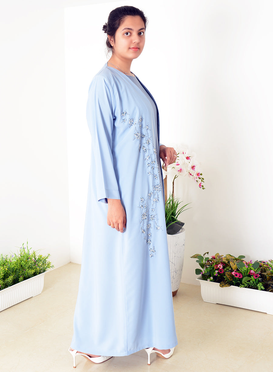 Bead-Embellished Bisht Abaya Set with Matching Inner and Sheila for Effortless Style | Bsi4079