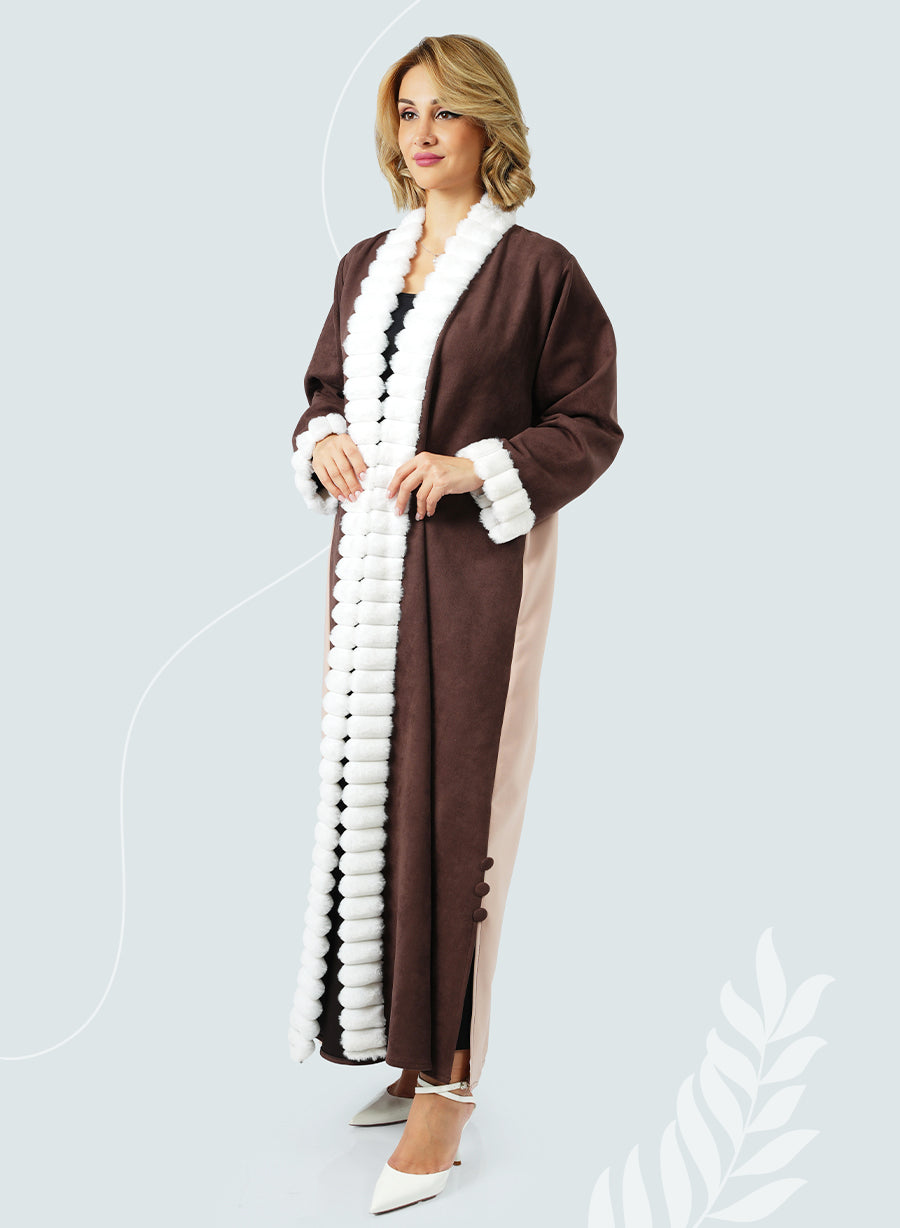 Stylish Dual Color Bisht Style Winter Bisht Abaya – Cozy Elegance for Cold Weather Chic | Bsi4145