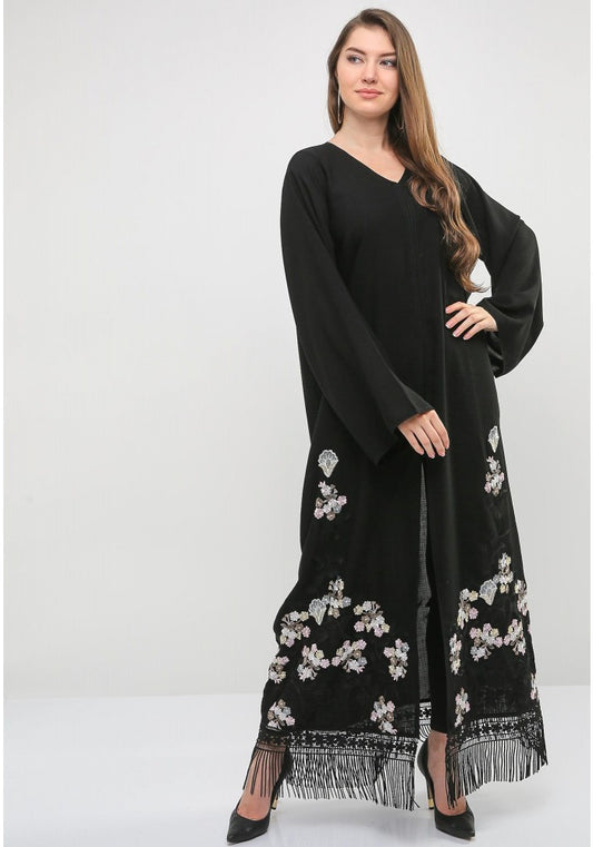 Bsi761- Modern style lace embellished embroidered abaya