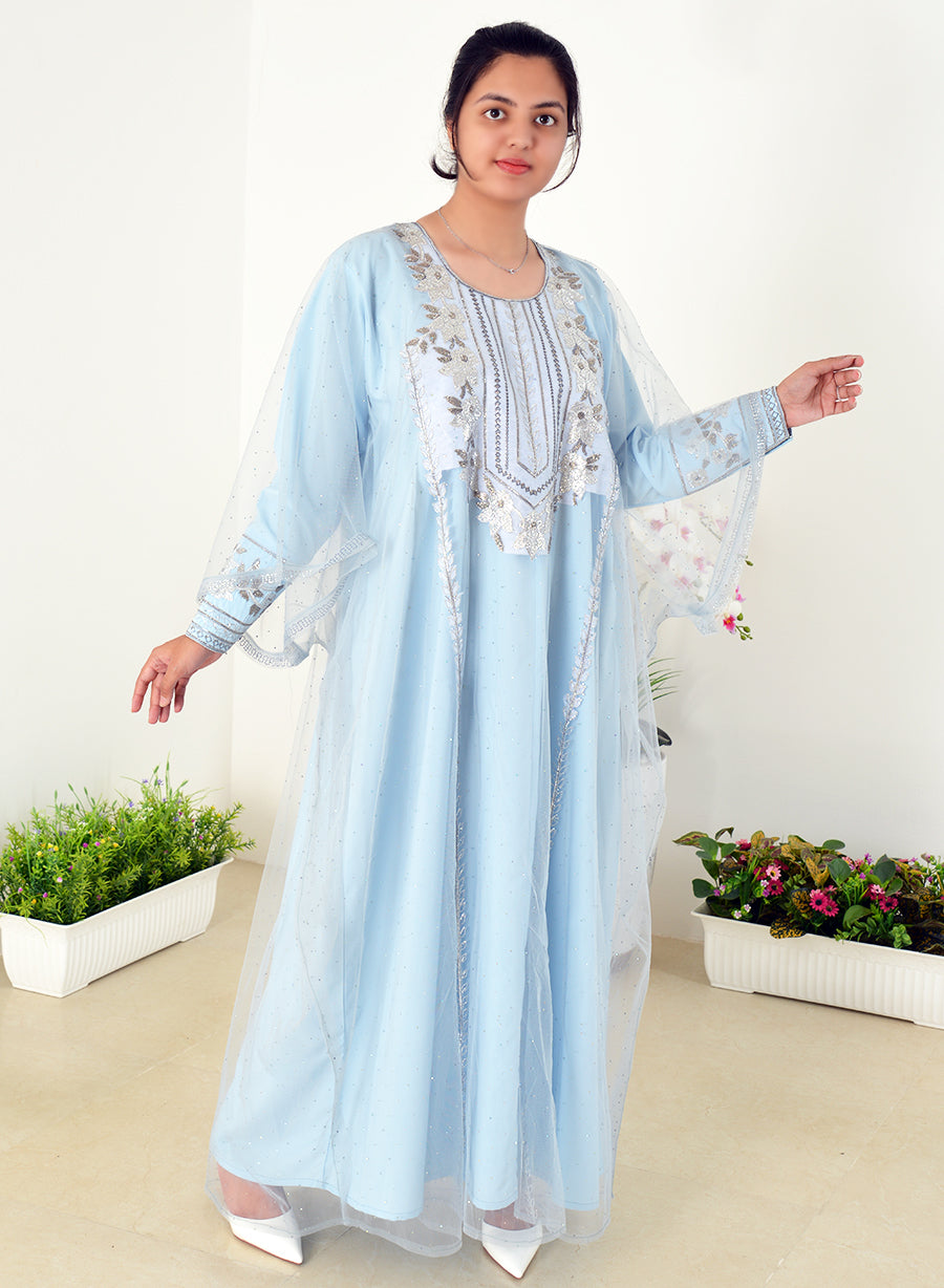 Stylish Embroidered Fustan, Enriched With Exquisite Stone Embellishments | Bsid52