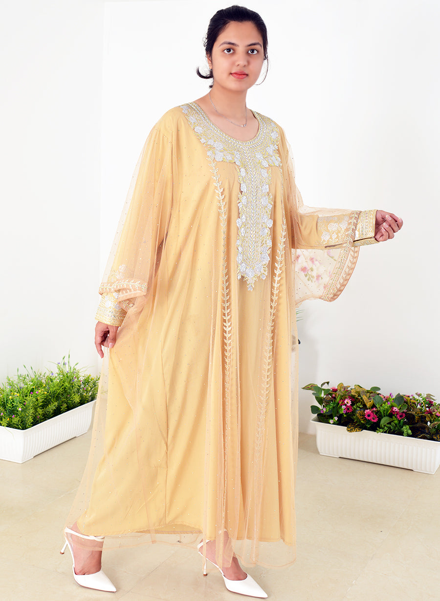 Stylish Embroidered Fustan, Enriched With Exquisite Stone Embellishments | Bsid60