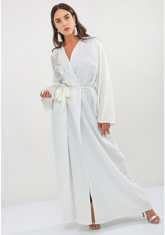 white applique abaya