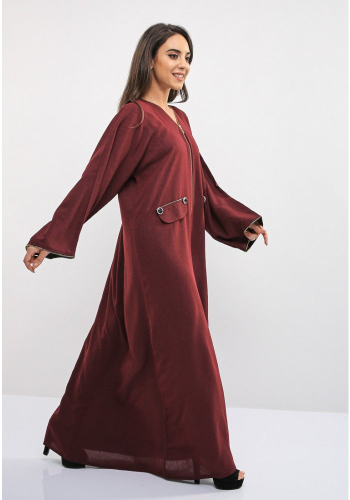 zip and button abaya