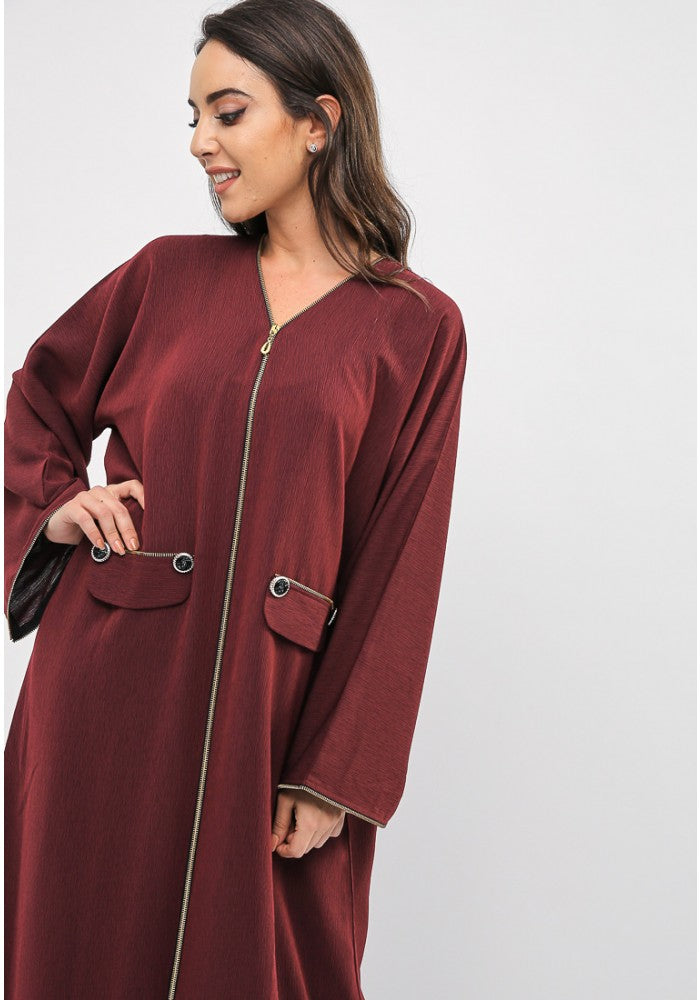 zip and button abaya