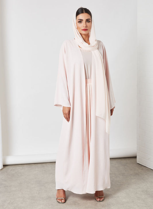 pink pleated bisht abaya