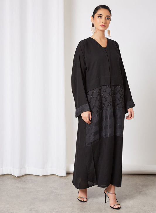 mesh embellished abaya