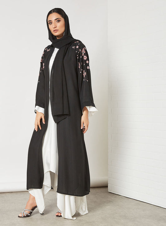 Floral embroidered abaya