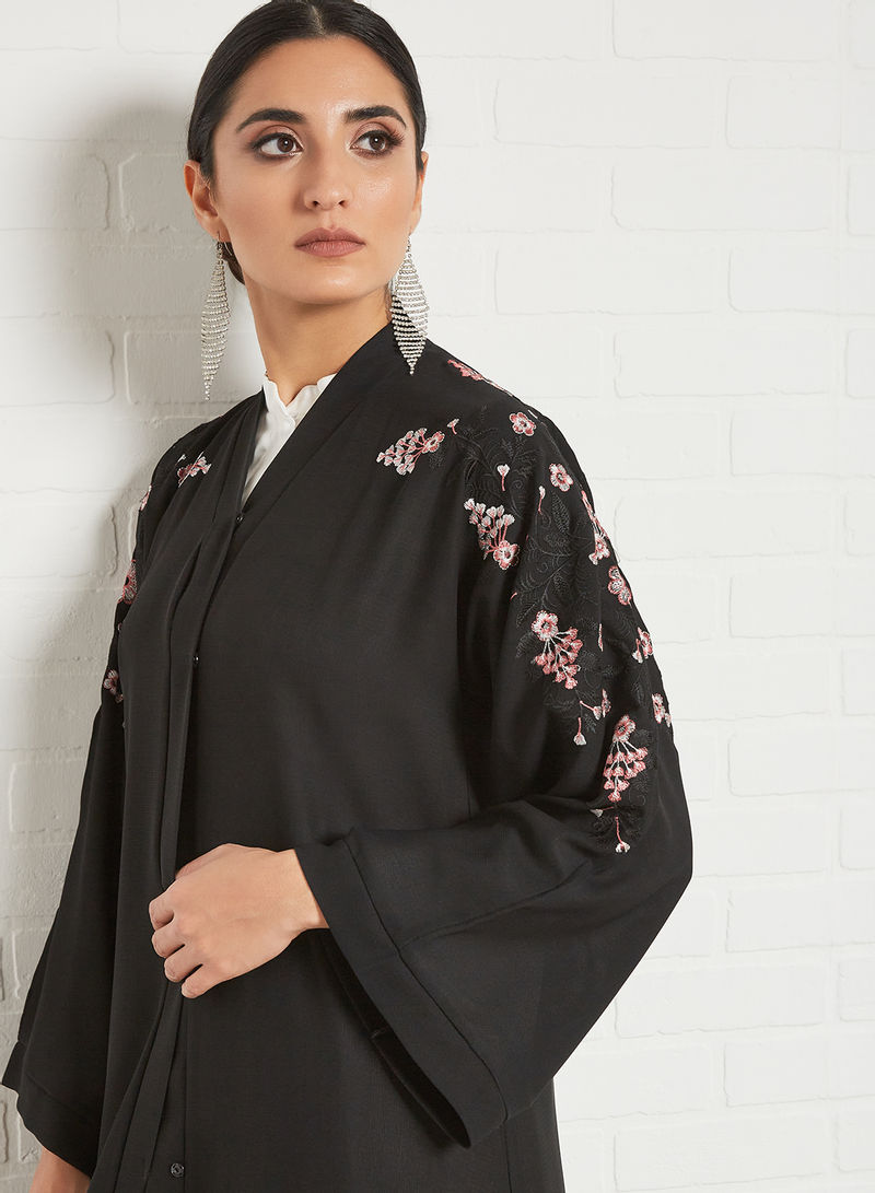 Floral embroidered abaya