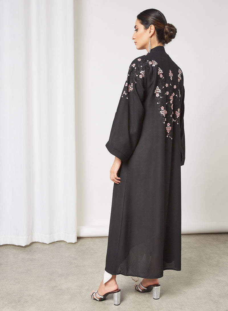 Floral embroidered abaya