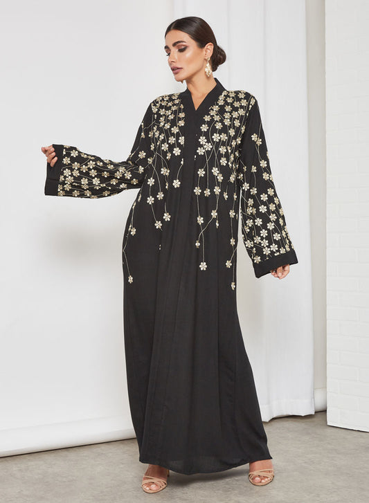 floral embroidered abaya