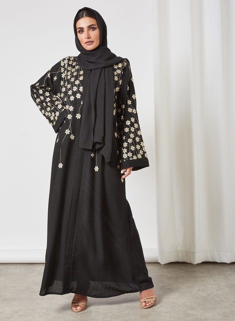 floral embroidered abaya