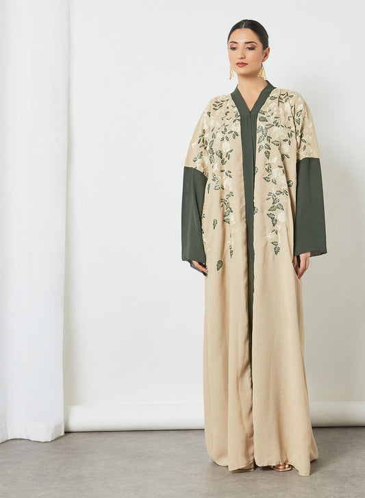 floral embroidered abaya