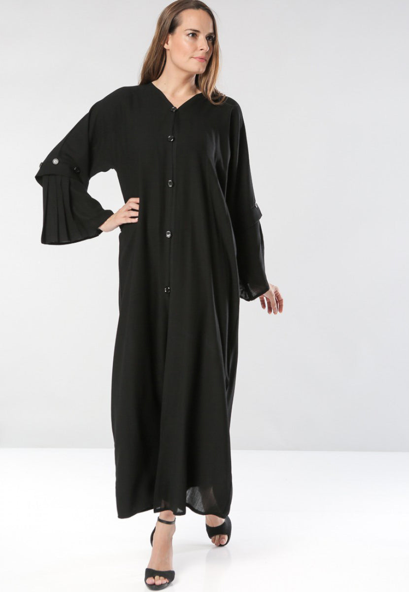 front open button abaya