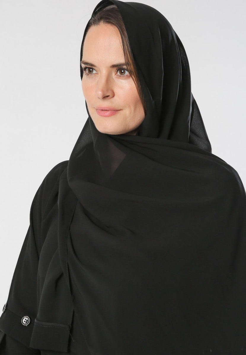 front open button abaya