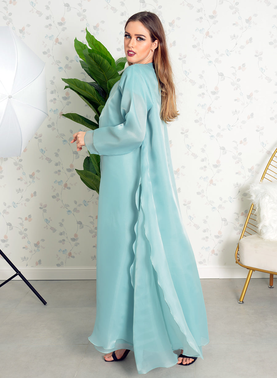 Bsi3750- Double layered organza bisht abaya with inner