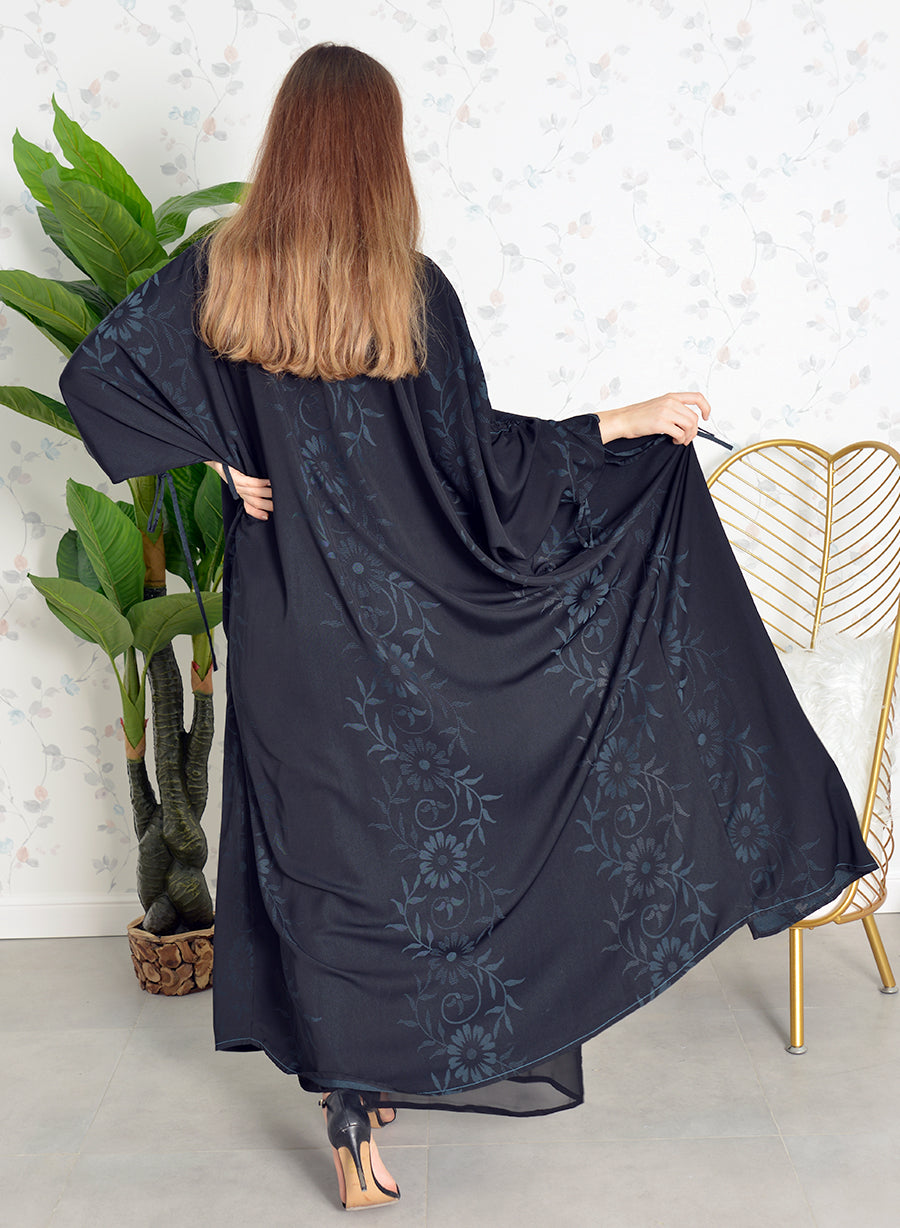 Self printed bahraini abaya with stylish sleeves | Bsi3754