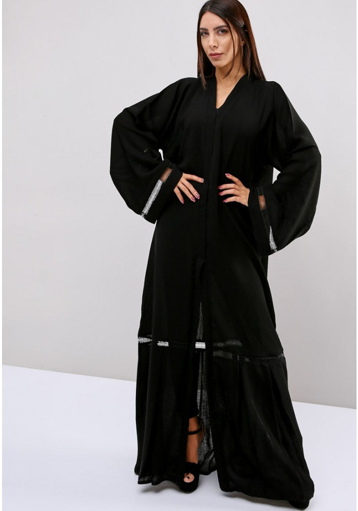 Bsi606- Traditional style lace embellished abaya