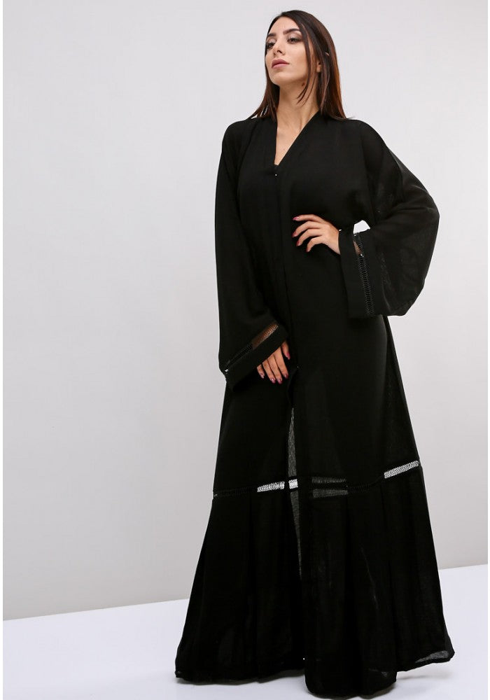 Bsi606- Traditional style lace embellished abaya