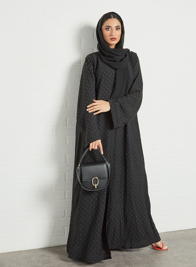 Self embossed black plain abaya | Bsi3466