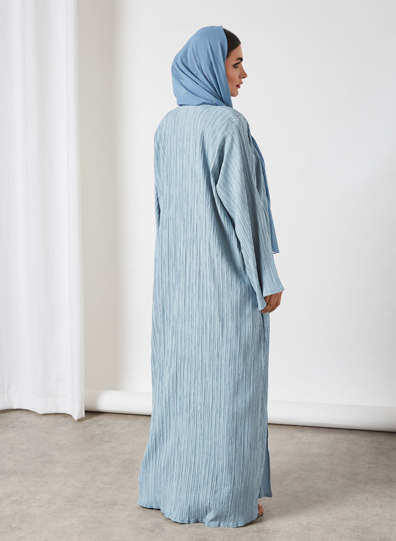 blue 3 piece abaya set