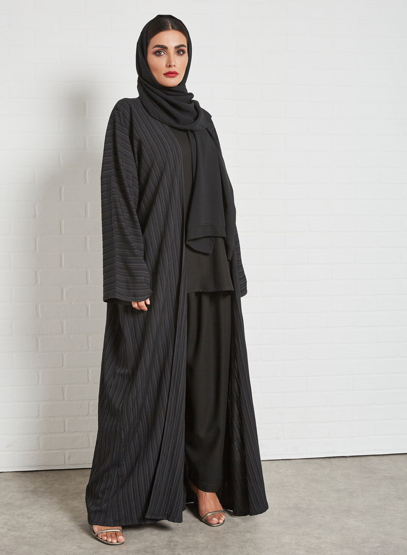 black 3 piece abaya set
