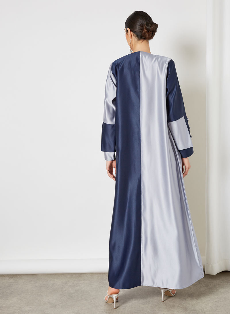 Dual-Shaded Cuff Style Bisht Abaya, Accentuated With A Coat Collar And Adorned With Embellished Buttons For Added Elegance | Bsi3435