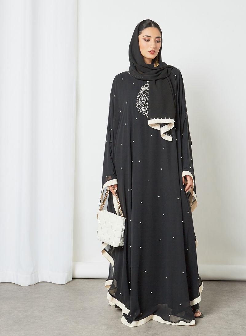 Bsi3450-Farasha style beads embellished abaya