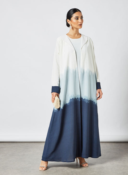 Tie and dye with blue and white bisht abaya with inner | Bsi3537