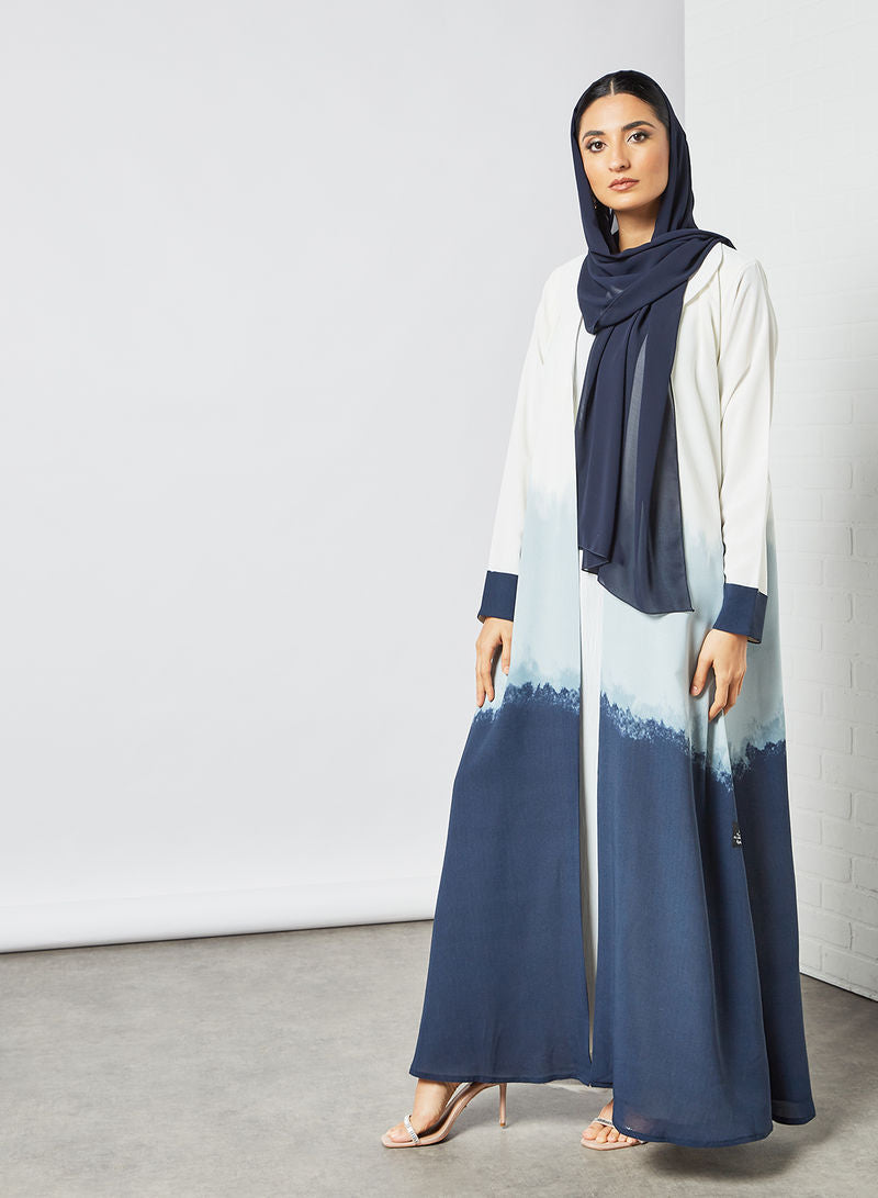 Tie and dye with blue and white bisht abaya with inner | Bsi3537